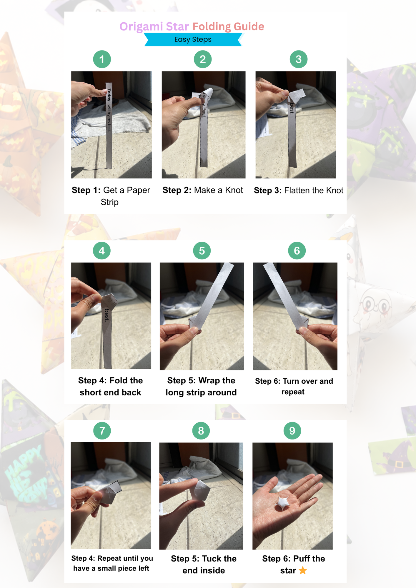 Summer Paper Star Strips Bundle | Printable Origami Lucky Stars