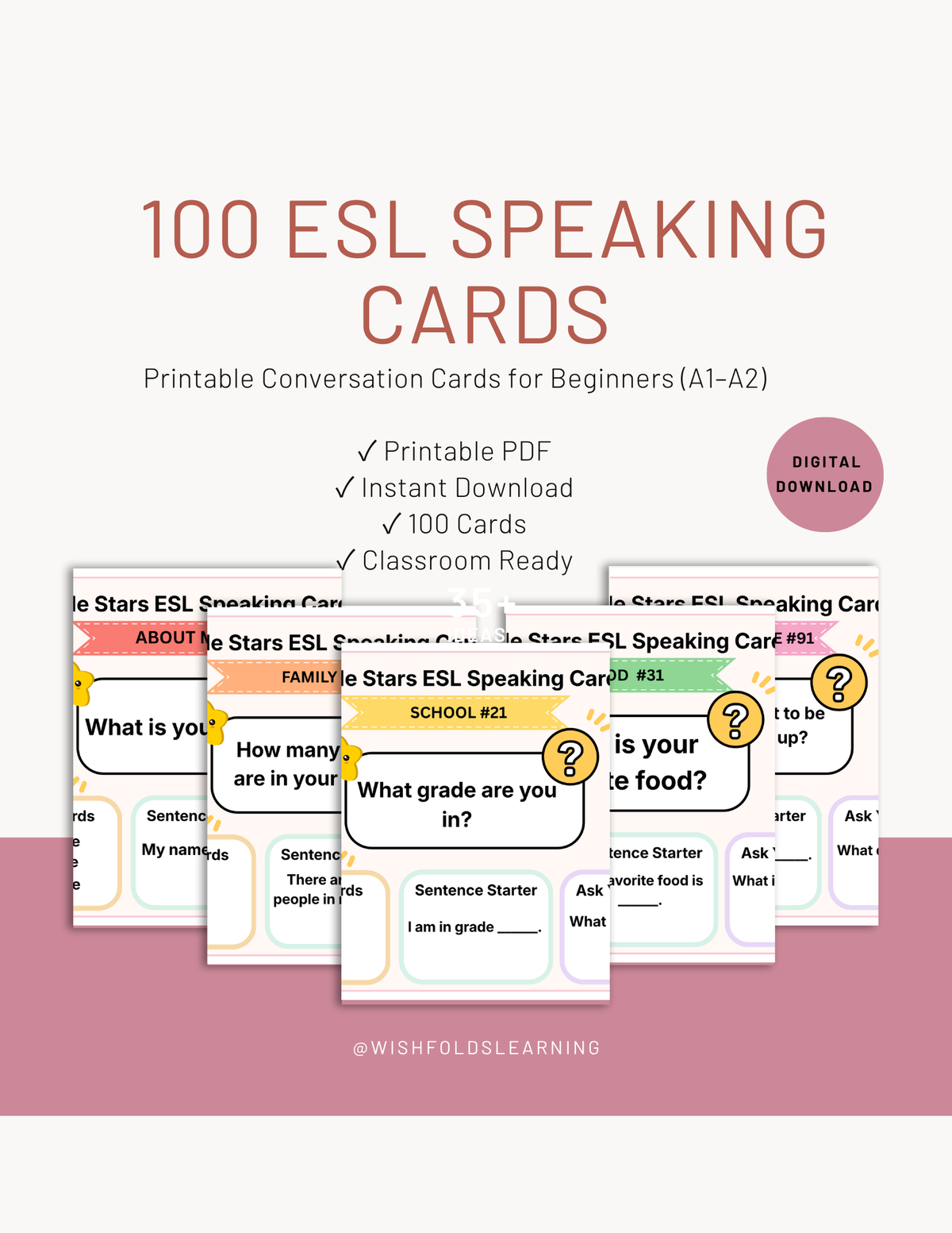 100 Beginner English Speaking Cards