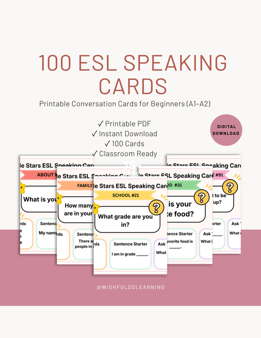 100 Beginner English Speaking Cards
