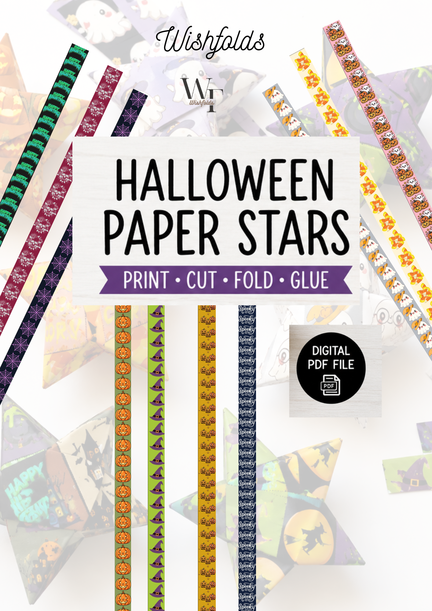 Halloween Lucky Star Paper Strips Printable – 120 Origami Strips PDF