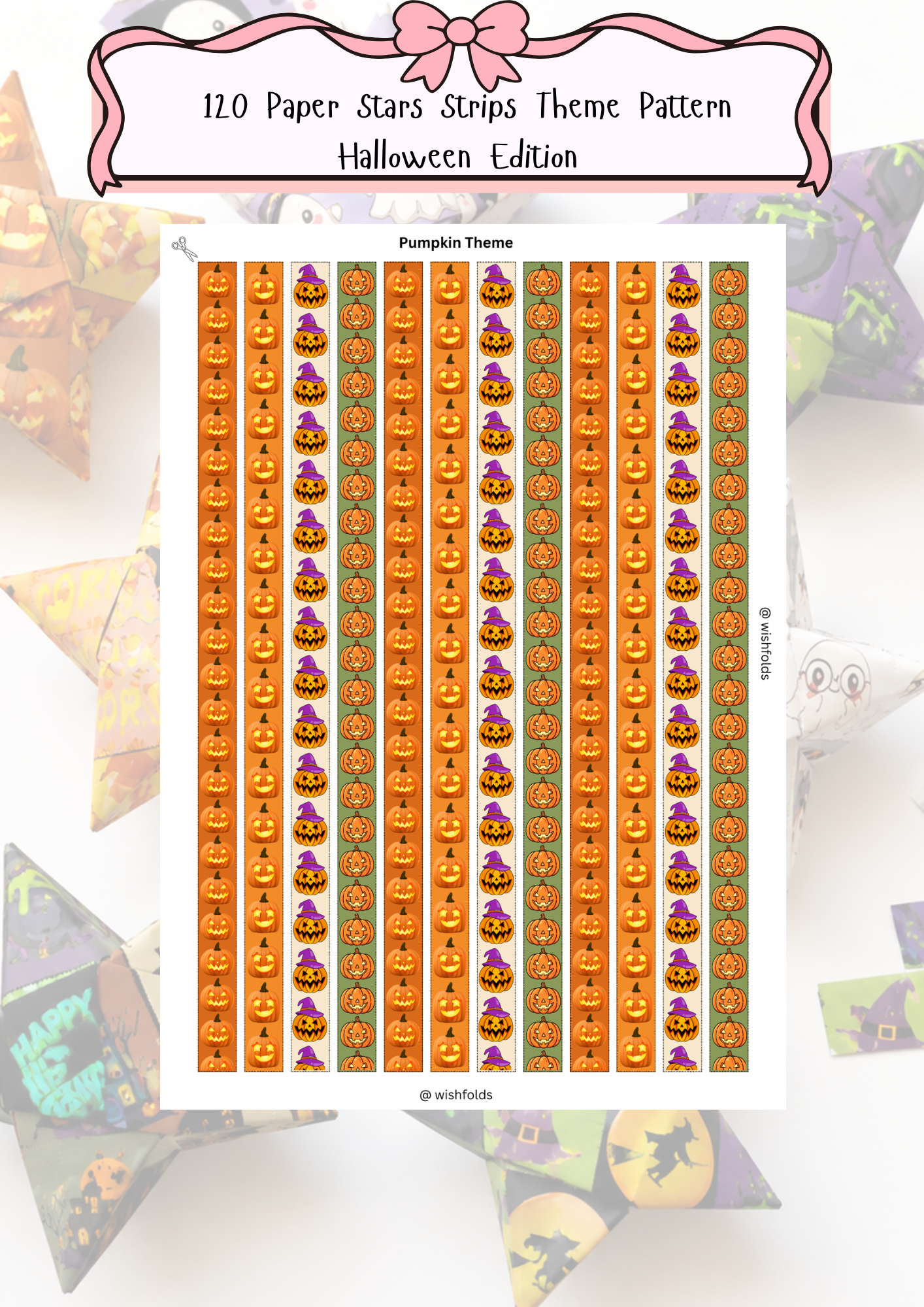 Halloween Lucky Star Paper Strips Printable – 120 Origami Strips PDF
