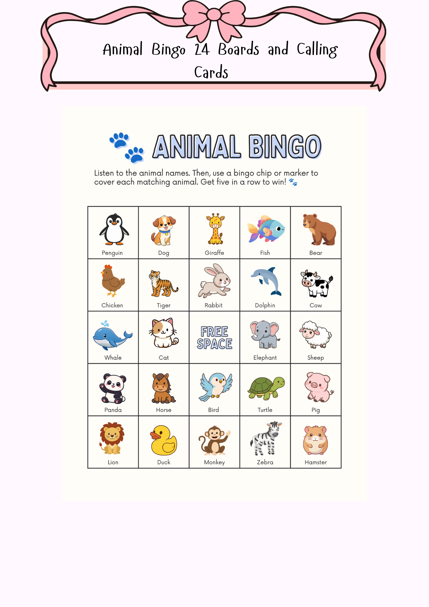 Animal Bingo Printable