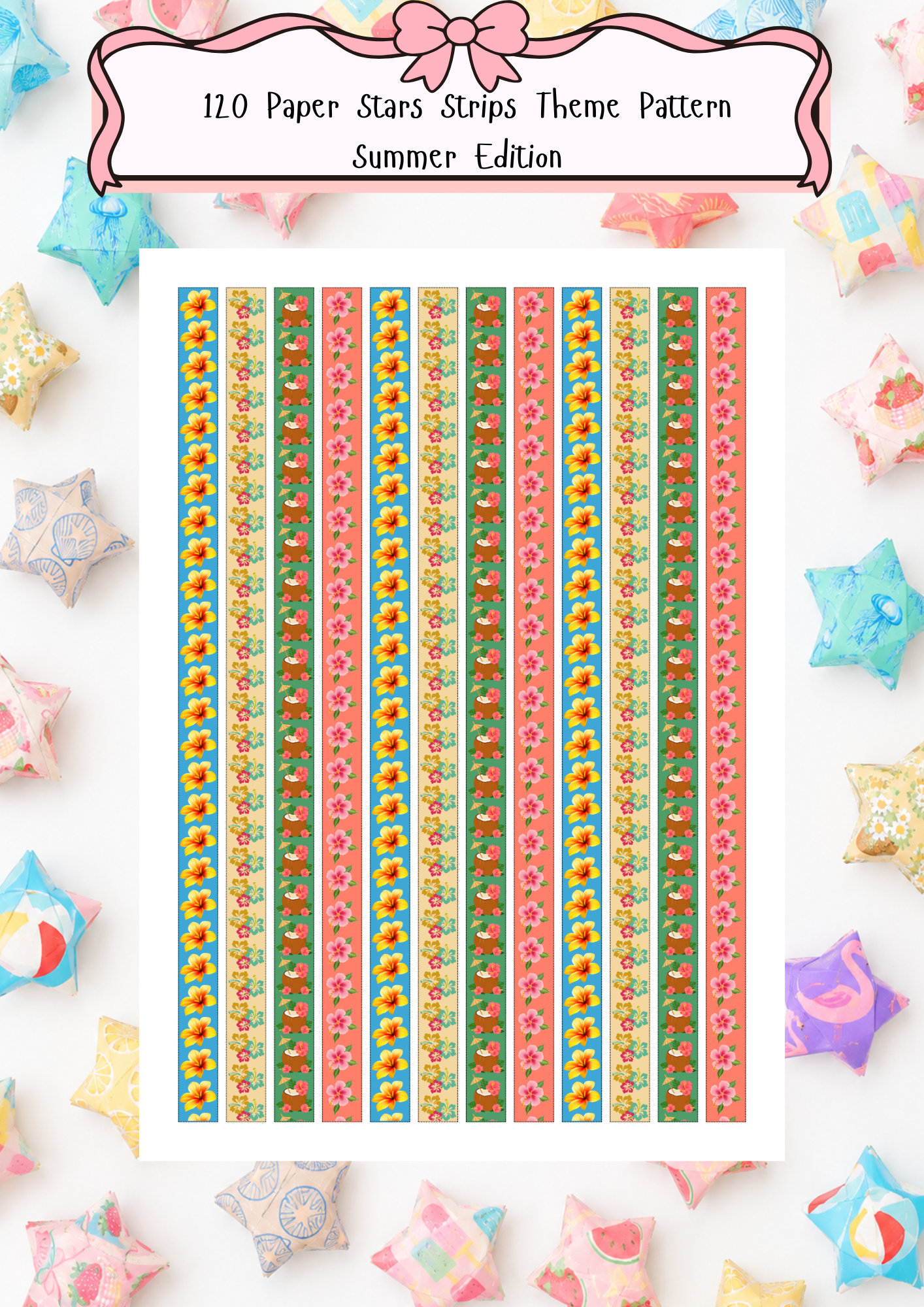 Summer Paper Star Strips Bundle | Printable Origami Lucky Stars