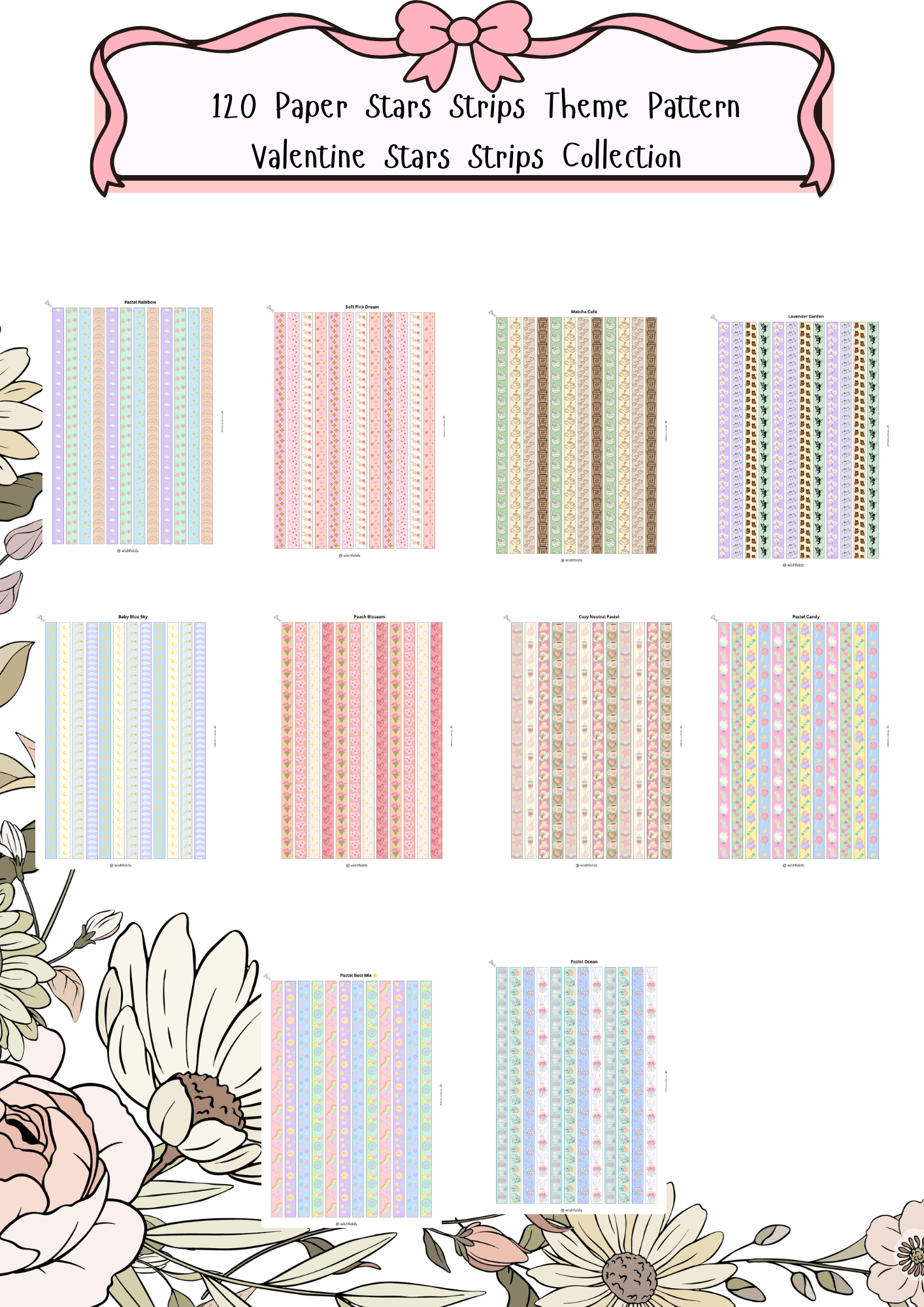 Pastel Dreams Printable Paper Star Strips | 120 Lucky Star Strips | Instant PDF Download