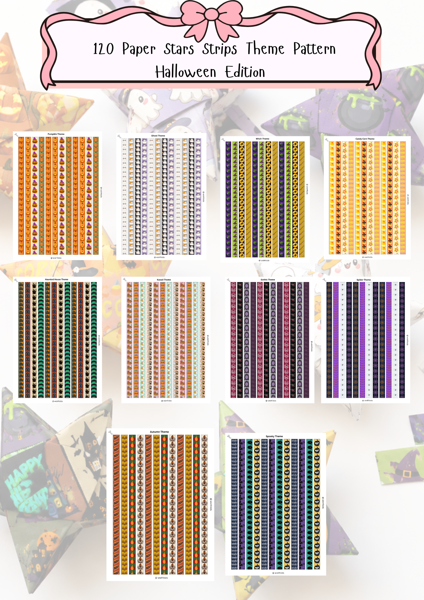 Halloween Lucky Star Paper Strips Printable – 120 Origami Strips PDF
